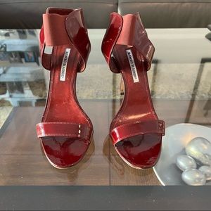 Manolo Blahnik Patent Sandals.
